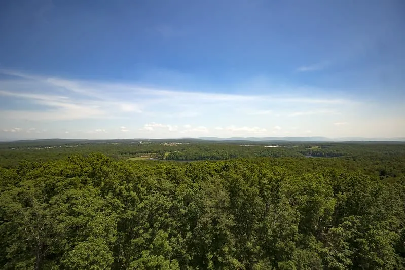 Long view across the Cumberland Plateau from the Pilot Knob fire tower at Catoosa